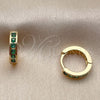 Argolla Huggie 02.267.0143.1.12 Oro Laminado, con Zirconia Cubica Verde, Pulido, Tono Dorado