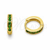 Argolla Huggie 02.267.0143.1.12 Oro Laminado, con Zirconia Cubica Verde, Pulido, Tono Dorado