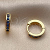 Argolla Huggie 02.267.0143.2.12 Oro Laminado, con Zirconia Cubica Zafiro Azul, Pulido, Tono Dorado