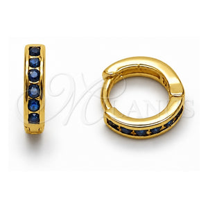 Argolla Huggie 02.267.0143.2.12 Oro Laminado, con Zirconia Cubica Zafiro Azul, Pulido, Tono Dorado