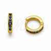 Argolla Huggie 02.267.0143.2.12 Oro Laminado, con Zirconia Cubica Zafiro Azul, Pulido, Tono Dorado