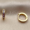 Argolla Huggie 02.267.0143.3.12 Oro Laminado, con Zirconia Cubica Amatista, Pulido, Tono Dorado