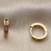 Argolla Huggie 02.267.0143.4.12 Oro Laminado, con Zirconia Cubica Multicolor, Pulido, Tono Dorado