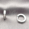 Argolla Huggie 02.267.0143.5.12 Rodio Laminado, con Zirconia Cubica Blanca, Pulido, Rodinado