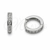 Argolla Huggie 02.267.0143.5.12 Rodio Laminado, con Zirconia Cubica Blanca, Pulido, Rodinado