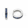 Argolla Huggie 02.267.0143.7.12 Rodio Laminado, con Zirconia Cubica Zafiro Azul, Pulido, Rodinado