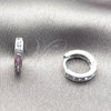 Argolla Huggie 02.267.0143.8.12 Rodio Laminado, con Zirconia Cubica Amatista, Pulido, Rodinado