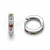Argolla Huggie 02.267.0143.9.12 Oro Laminado, con Zirconia Cubica Multicolor, Pulido, Tono Dorado