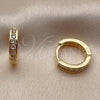 Argolla Huggie 02.267.0143.14 Oro Laminado, con Zirconia Cubica Blanca, Pulido, Tono Dorado