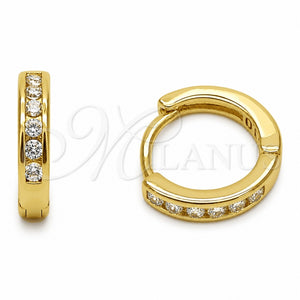 Argolla Huggie 02.267.0143.14 Oro Laminado, con Zirconia Cubica Blanca, Pulido, Tono Dorado