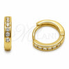 Argolla Huggie 02.267.0143.14 Oro Laminado, con Zirconia Cubica Blanca, Pulido, Tono Dorado