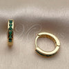 Argolla Huggie 02.267.0143.1.14 Oro Laminado, con Zirconia Cubica Verde, Pulido, Tono Dorado