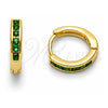 Argolla Huggie 02.267.0143.1.14 Oro Laminado, con Zirconia Cubica Verde, Pulido, Tono Dorado