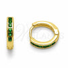 Argolla Huggie 02.267.0143.1.14 Oro Laminado, con Zirconia Cubica Verde, Pulido, Tono Dorado