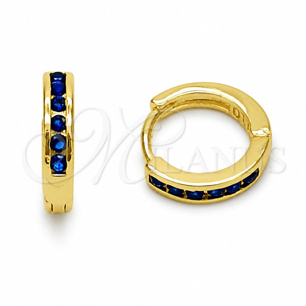 Argolla Huggie 02.267.0143.2.14 Oro Laminado, con Zirconia Cubica Zafiro Azul, Pulido, Tono Dorado