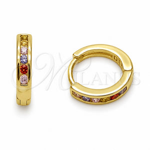 Argolla Huggie 02.267.0143.3.14 Oro Laminado, con Zirconia Cubica Amatista, Pulido, Tono Dorado