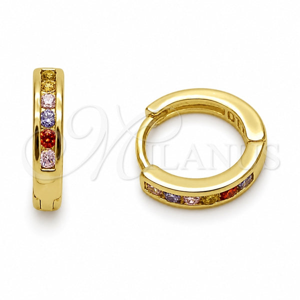 Argolla Huggie 02.267.0143.3.14 Oro Laminado, con Zirconia Cubica Amatista, Pulido, Tono Dorado