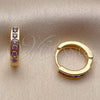 Argolla Huggie 02.267.0143.4.14 Oro Laminado, con Zirconia Cubica Multicolor, Pulido, Tono Dorado