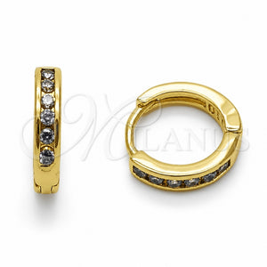 Argolla Huggie 02.267.0143.4.14 Oro Laminado, con Zirconia Cubica Multicolor, Pulido, Tono Dorado