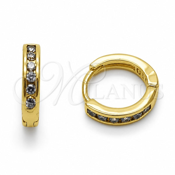 Argolla Huggie 02.267.0143.4.14 Oro Laminado, con Zirconia Cubica Multicolor, Pulido, Tono Dorado