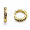 Argolla Huggie 02.267.0143.4.14 Oro Laminado, con Zirconia Cubica Multicolor, Pulido, Tono Dorado