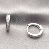Argolla Huggie 02.267.0143.5.14 Rodio Laminado, con Zirconia Cubica Blanca, Pulido, Rodinado