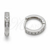 Argolla Huggie 02.267.0143.5.14 Rodio Laminado, con Zirconia Cubica Blanca, Pulido, Rodinado