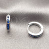 Argolla Huggie 02.267.0143.7.14 Rodio Laminado, con Zirconia Cubica Zafiro Azul, Pulido, Rodinado