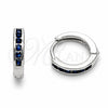Argolla Huggie 02.267.0143.7.14 Rodio Laminado, con Zirconia Cubica Zafiro Azul, Pulido, Rodinado