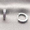 Argolla Huggie 02.267.0143.8.14 Rodio Laminado, con Zirconia Cubica Amatista, Pulido, Rodinado