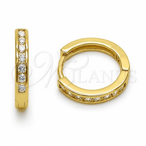 Argolla Huggie 02.267.0143.16 Oro Laminado, con Zirconia Cubica Blanca, Pulido, Tono Dorado
