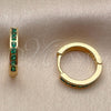 Argolla Huggie 02.267.0143.1.16 Oro Laminado, con Zirconia Cubica Verde, Pulido, Tono Dorado