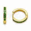 Argolla Huggie 02.267.0143.1.16 Oro Laminado, con Zirconia Cubica Verde, Pulido, Tono Dorado
