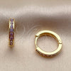 Argolla Huggie 02.267.0143.3.16 Oro Laminado, con Zirconia Cubica Amatista, Pulido, Tono Dorado