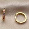 Argolla Huggie 02.267.0143.4.16 Oro Laminado, con Zirconia Cubica Multicolor, Pulido, Tono Dorado
