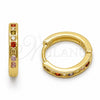 Argolla Huggie 02.267.0143.4.16 Oro Laminado, con Zirconia Cubica Multicolor, Pulido, Tono Dorado