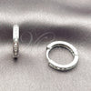 Argolla Huggie 02.267.0143.5.16 Rodio Laminado, con Zirconia Cubica Blanca, Pulido, Rodinado