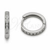 Argolla Huggie 02.267.0143.5.16 Rodio Laminado, con Zirconia Cubica Blanca, Pulido, Rodinado
