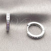 Argolla Huggie 02.267.0143.8.16 Rodio Laminado, con Zirconia Cubica Amatista, Pulido, Rodinado