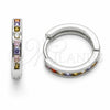 Argolla Huggie 02.267.0143.9.16 Rodio Laminado, con Zirconia Cubica Multicolor, Pulido, Rodinado