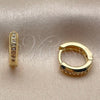 Argolla Huggie 02.267.0144.12 Oro Laminado, con Zirconia Cubica Blanca, Pulido, Tono Dorado