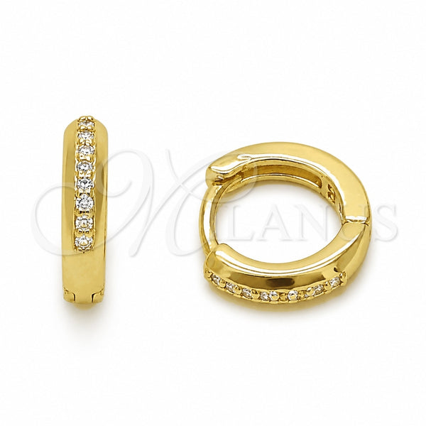 Argolla Huggie 02.267.0144.12 Oro Laminado, con Zirconia Cubica Blanca, Pulido, Tono Dorado