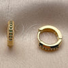 Argolla Huggie 02.267.0144.1.12 Oro Laminado, con Zirconia Cubica Verde, Pulido, Tono Dorado
