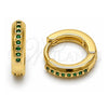 Argolla Huggie 02.267.0144.1.12 Oro Laminado, con Zirconia Cubica Verde, Pulido, Tono Dorado