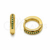 Argolla Huggie 02.267.0144.1.12 Oro Laminado, con Zirconia Cubica Verde, Pulido, Tono Dorado