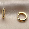 Argolla Huggie 02.267.0144.2.12 Oro Laminado, con Zirconia Cubica Zafiro Azul, Pulido, Tono Dorado