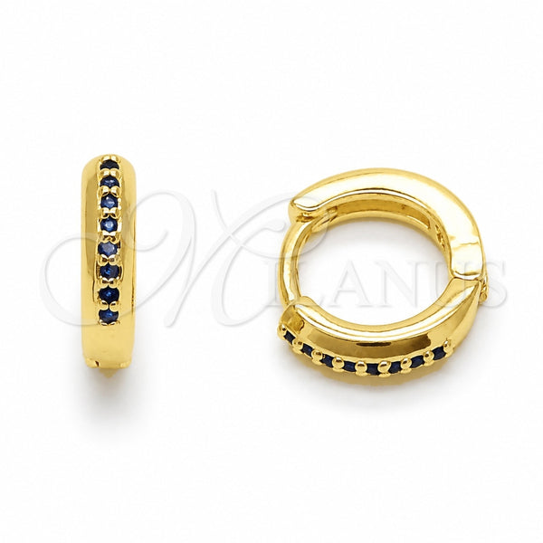 Argolla Huggie 02.267.0144.2.12 Oro Laminado, con Zirconia Cubica Zafiro Azul, Pulido, Tono Dorado