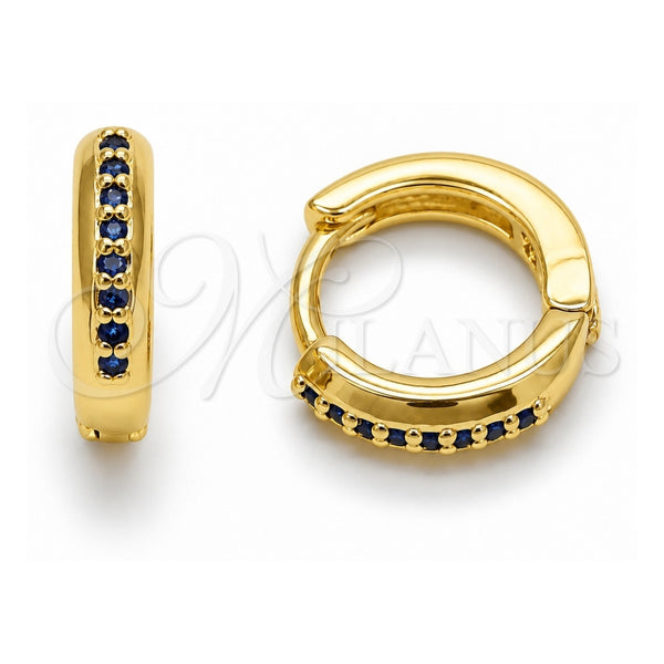Argolla Huggie 02.267.0144.2.12 Oro Laminado, con Zirconia Cubica Zafiro Azul, Pulido, Tono Dorado