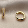 Argolla Huggie 02.267.0144.3.12 Oro Laminado, con Zirconia Cubica Amatista, Pulido, Tono Dorado