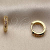 Argolla Huggie 02.267.0144.4.12 Oro Laminado, con Zirconia Cubica Multicolor, Pulido, Tono Dorado